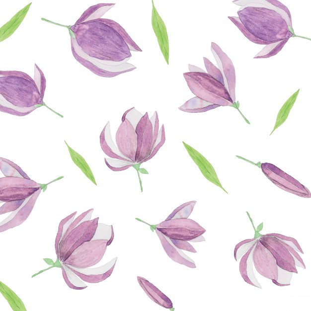 626x626 Watercolor Pattern With Purple Flowers Vector Free Download