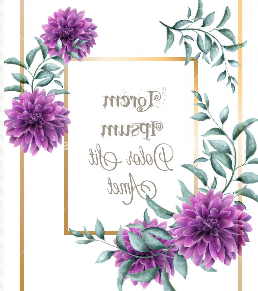 1066x1200 Dahlia Purple Flowers Frame Card Vector Watercolor Beautiful