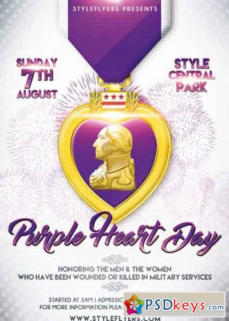 450x630 Purple Heart Day Flyer Template Free Download Photoshop