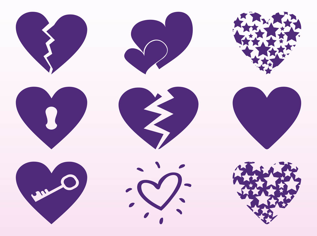 Purple Hearts Set Vector Art Graphics 1024x765 Purple Hearts Set Vector Art Graphics