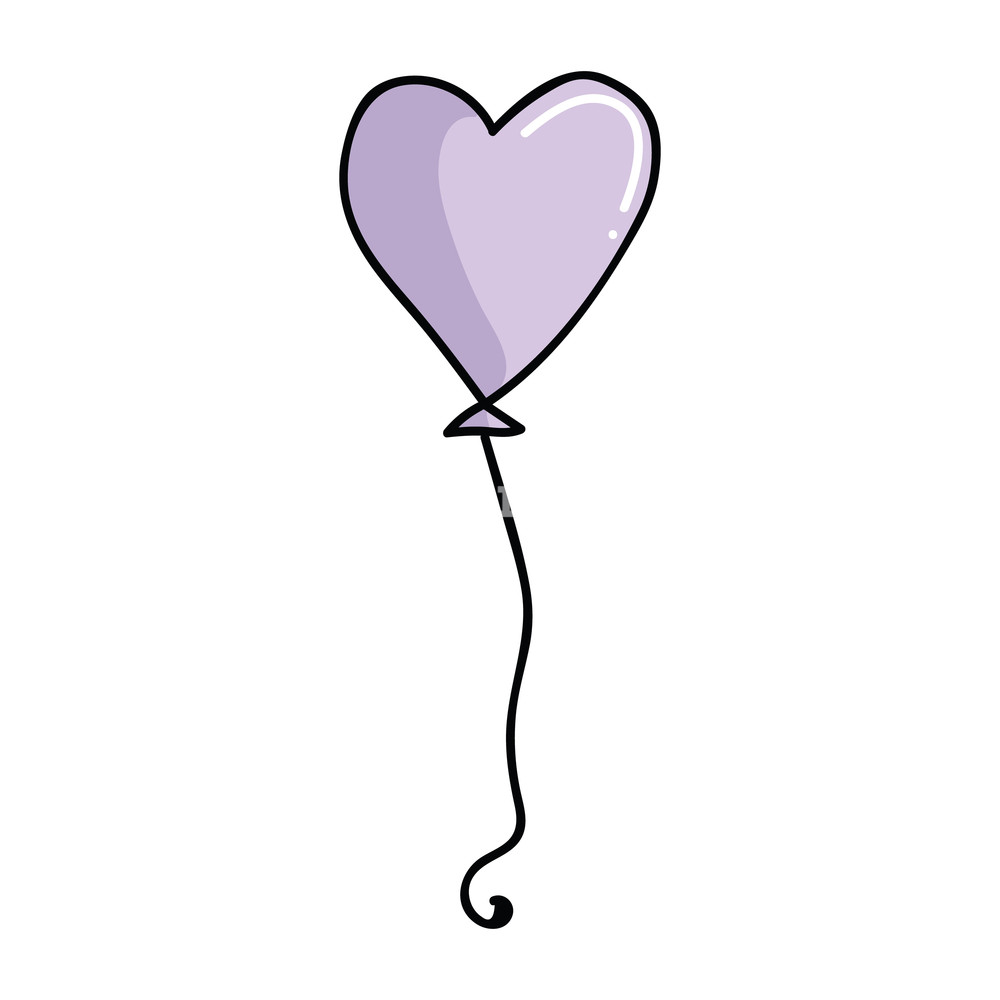 Cute Purple Heart Balloon Cartoon Vector Illustration Motif Set 1000x1000 Cute Purple Heart Balloon Cartoon Vector Illustration Motif Set