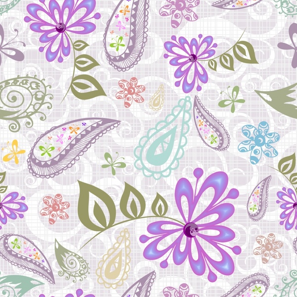 600x600 Floral Pattern Colored Classical Flat Petals Decor Free Vector
