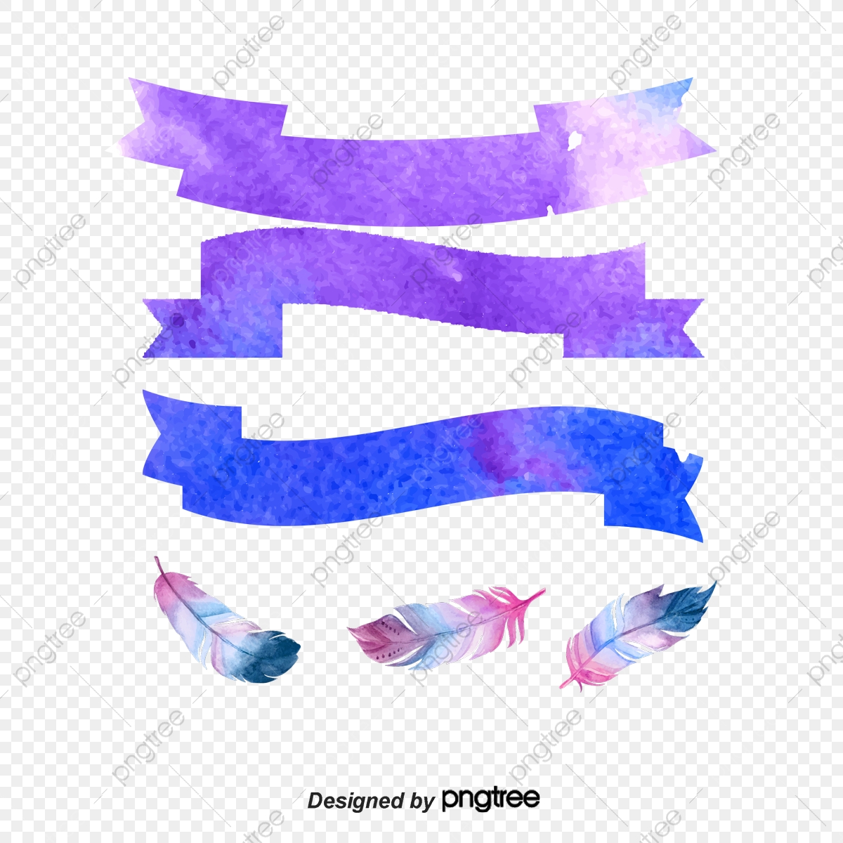 1200x1200 Purple Ribbon And Feather Banners Vector Material, Ribbon Vector