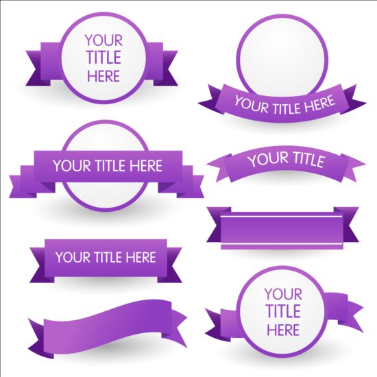 550x550 Round Label With Purple Ribbon Vector Free Download