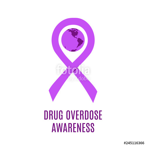 500x500 Drug Overdose Awareness Day Purple Ribbon Vector Illustration
