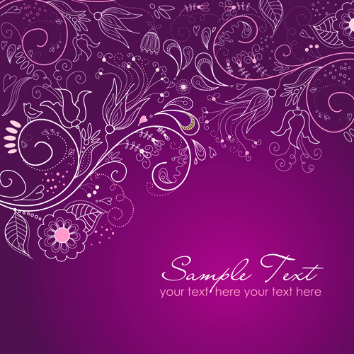 500x500 Hand Drawn Purple Floral Backgrounds Vector