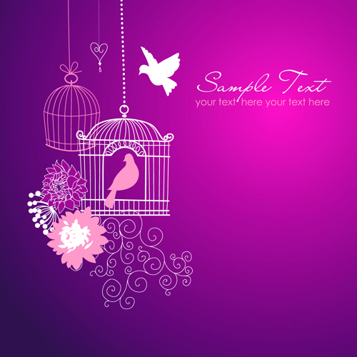 500x500 Hand Drawn Purple Floral Backgrounds Vector Free Vector