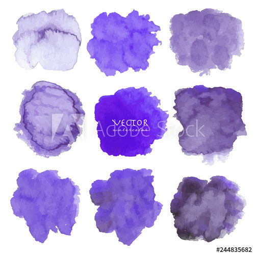 Set Of Purple Watercolor On White Background, Brush Stroke 500x500 Set Of Purple Watercolor On White Background, Brush Stroke