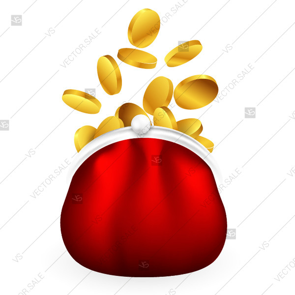 600x600 Gold Coins Red Purse Vector Clipart