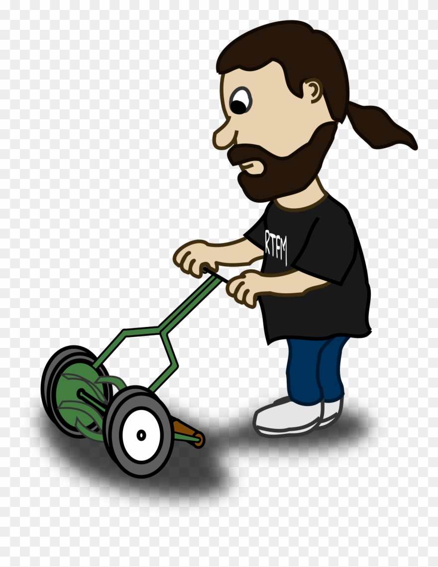 880x1141 Guy Pushing Reel Mower Free Vector