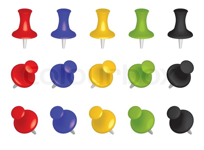 800x589 Set Of Color Push Pins Vector Stock Vector Colourbox