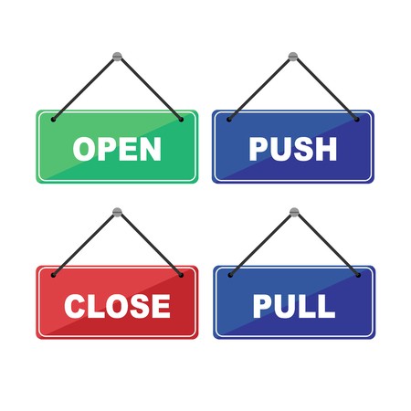 450x450 Vector Open, Close, Push, Pull Label With Text Royalty Free