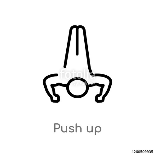 500x500 Outline Push Up Vector Icon Isolated Black Simple Line Element