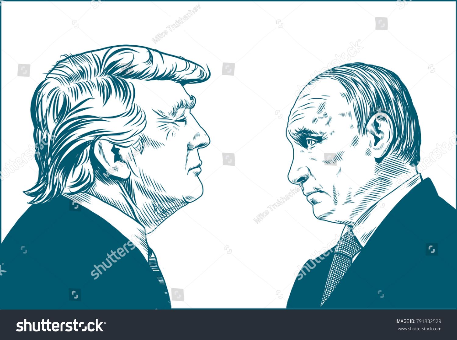 1500x1116 Donald Trump And Vladimir Putin Vector Portrait Drawing