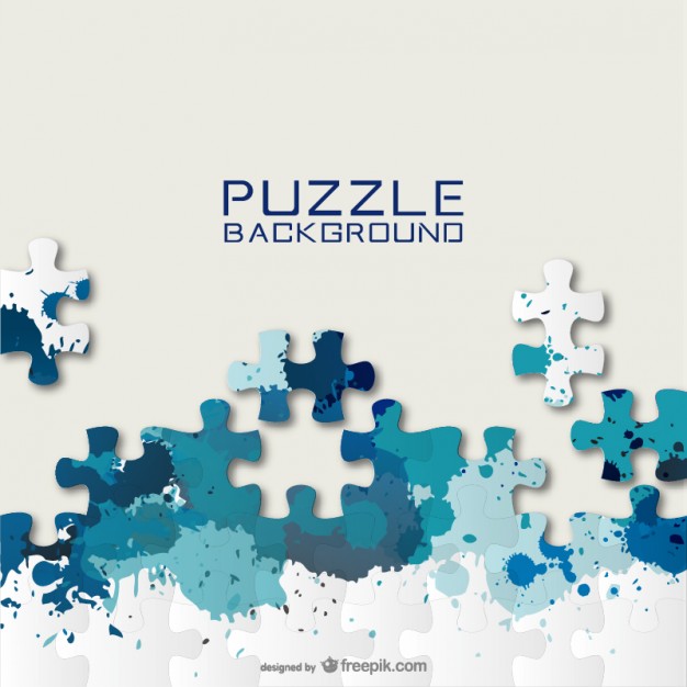 626x626 Blue Puzzle Pieces And Paint Splashes Background Vector Free