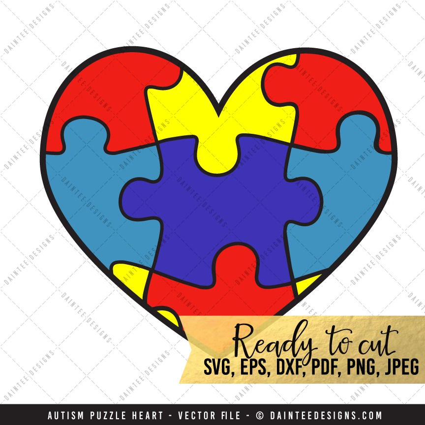 Autism Puzzle Heart Dxf, Digital Cutting 864x864 Autism Puzzle Heart Dxf, Digital Cutting