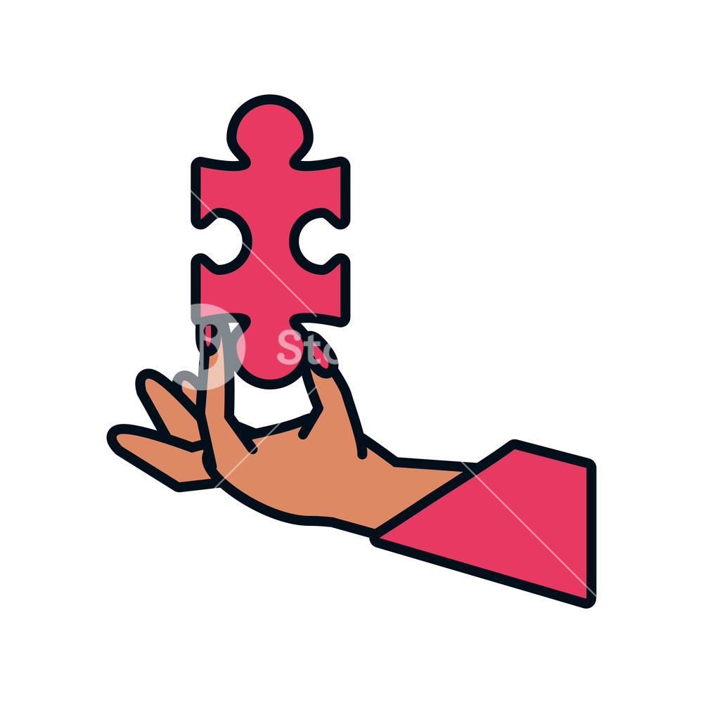 1000x1000 Hand With Puzzle Piece Isolated Icon Vector Illustration Design