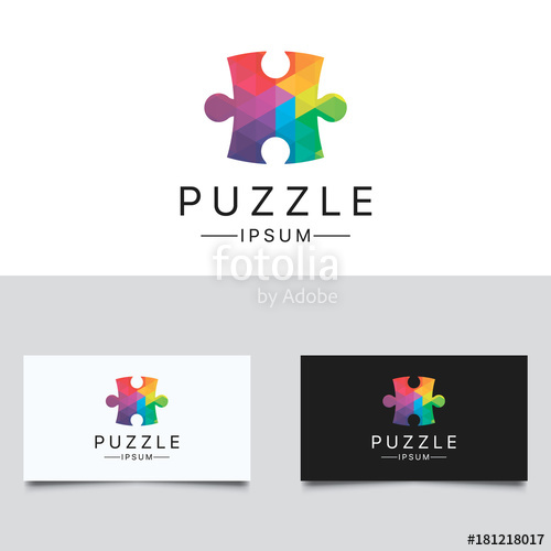 500x500 Puzzle Logo Colorful Low Poly Puzzle Logo Design Stock Image