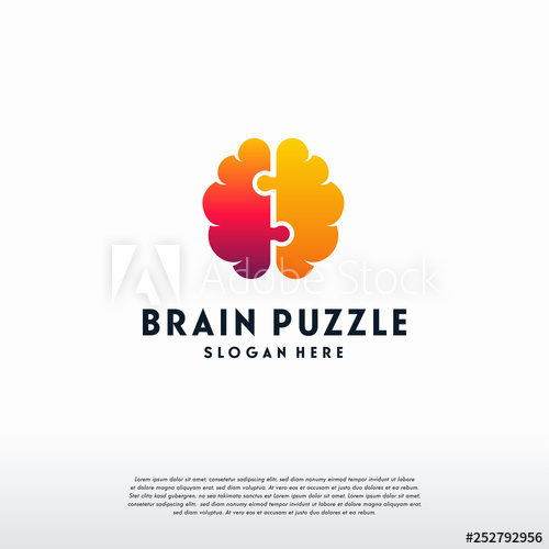 500x500 Brain Puzzle Logo Designs Vector, Education Logo Vector