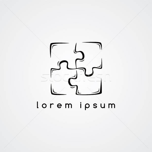 600x600 Puzzle Jigsaw Logo Sign Template Vector Illustration