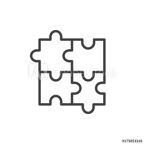500x500 Puzzle Line Icon, Outline Vector Sign, Linear Style Pictogram
