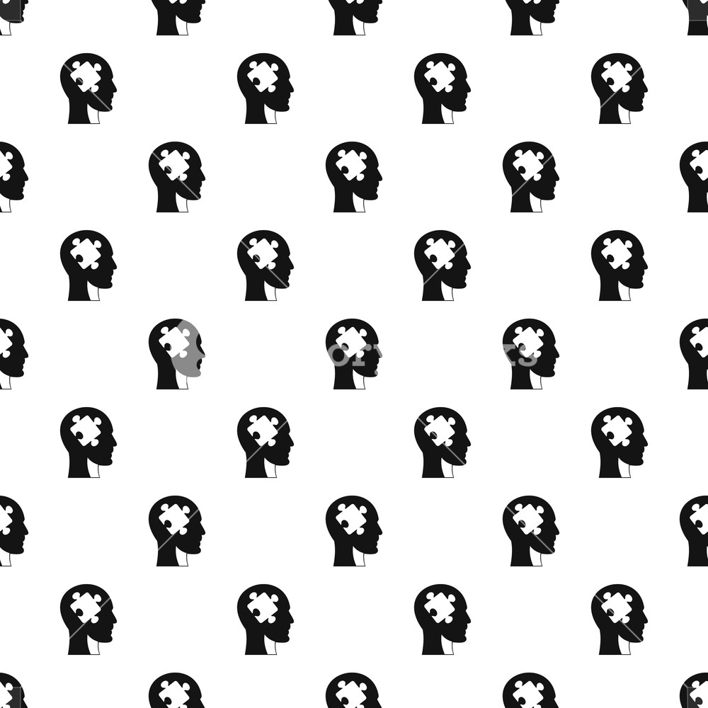 1000x1000 Head With Puzzle Pattern Seamless In Simple Style Vector