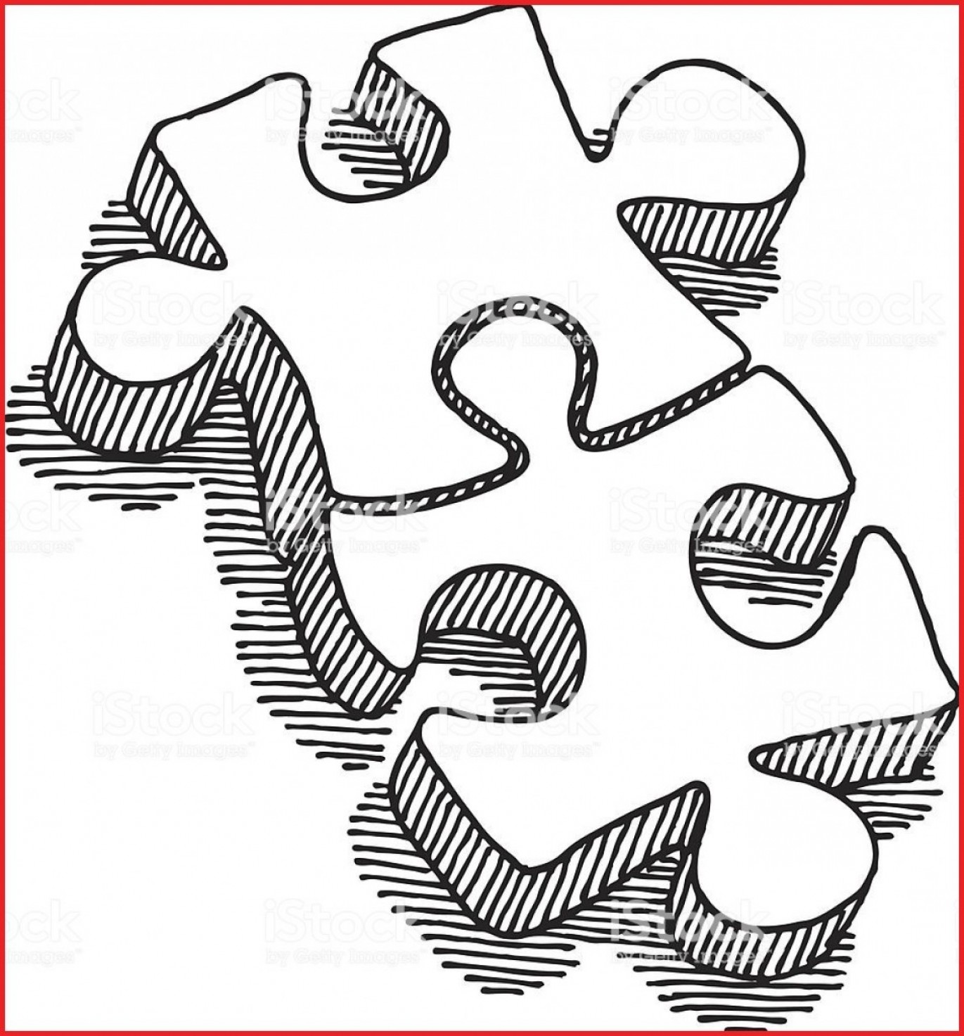 1371x1473 Puzzle Piece Drawing Two Puzzle Pieces Connection Drawing Stock