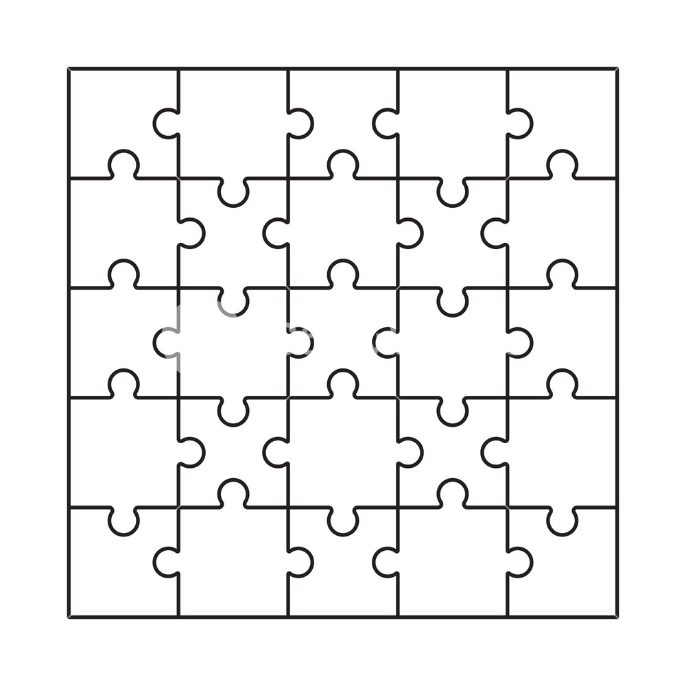 1000x1000 Puzzle Blank Template Vector Quiz Jigsaw Game Empty Grid Royalty
