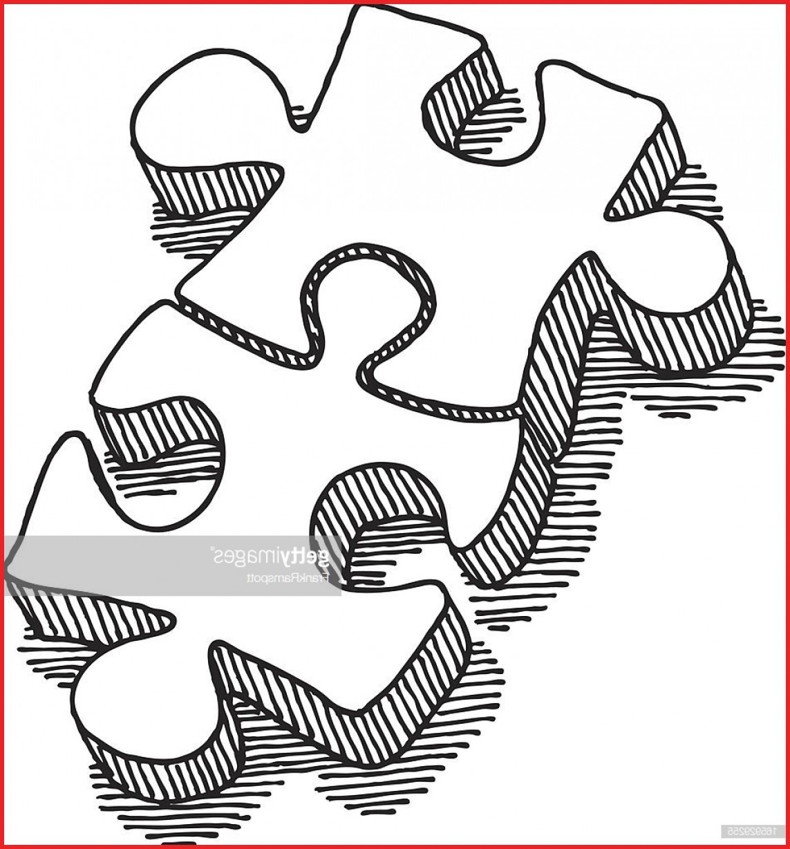 1143x1228 Puzzle Drawing Two Puzzle Pieces Connection Drawing Vector Art