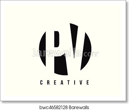 Pv P V White Letter Logo Design With Circle Background, Art Print 435x370 Pv P V White Letter Logo Design With Circle Background, Art Print