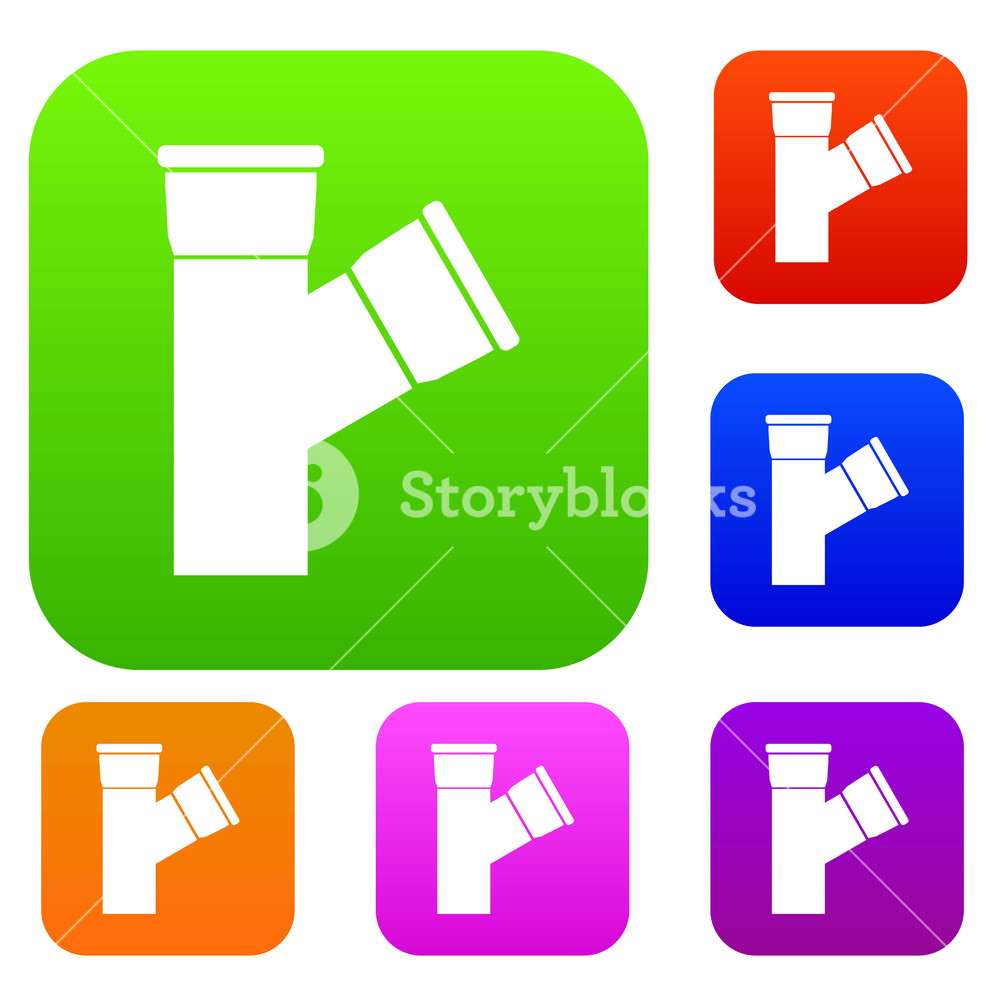 1000x1000 Plastic Pipe Connection Set Icon In Different Colors Isolated