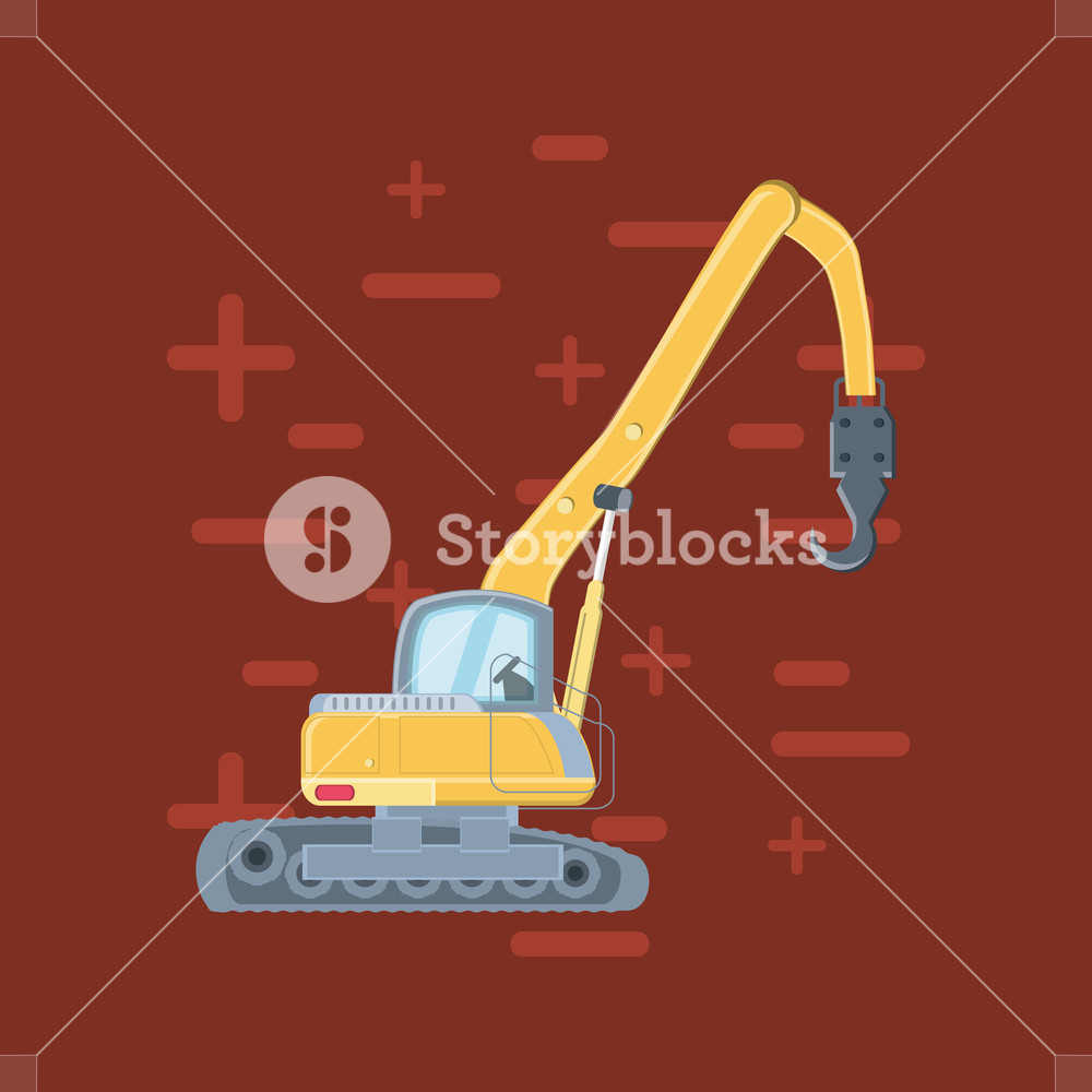 1000x1000 Construction Crane Truck Icon Over Brown Background, Colorful