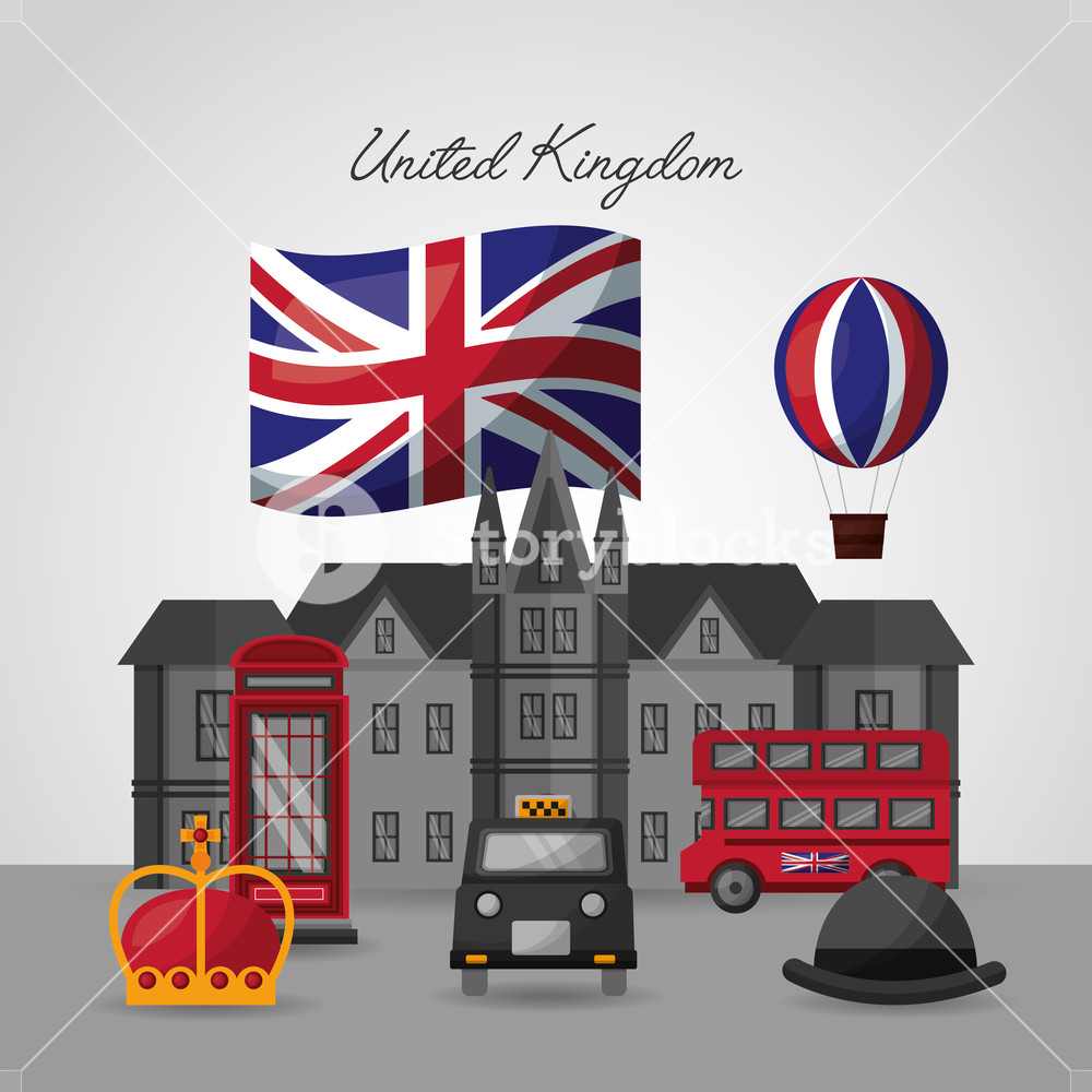 1000x1000 United Kingdom Country Flag Balloon Castle Crown Taxi Hat Double