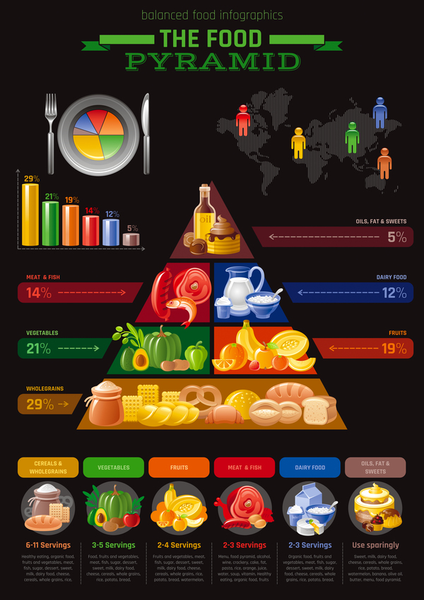 Balanced Food Pyramid Infographics Template Vector Free Download 600x850 Balanced Food Pyramid Infographics Template Vector Free Download