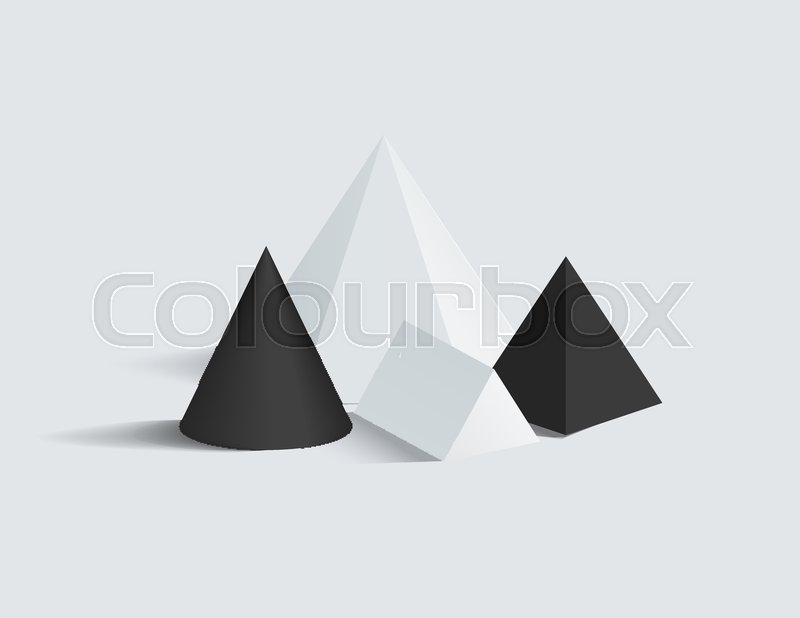 800x618 Cone Prism And Square Pyramid Vector Stock Vector Colourbox