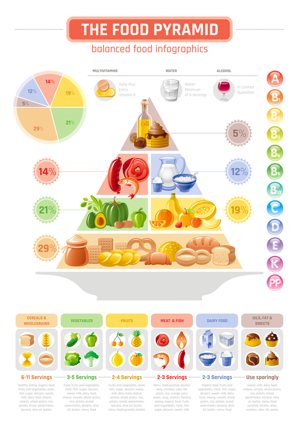 600x849 Balanced Food Pyramid Infographics Template Vector Free Download