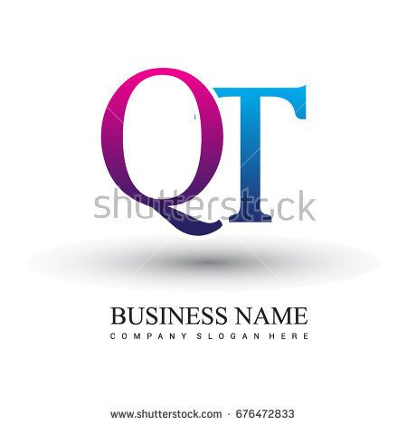 450x470 Initial Letter Logo Qt Colored Red And Blue, Vector Logo Design