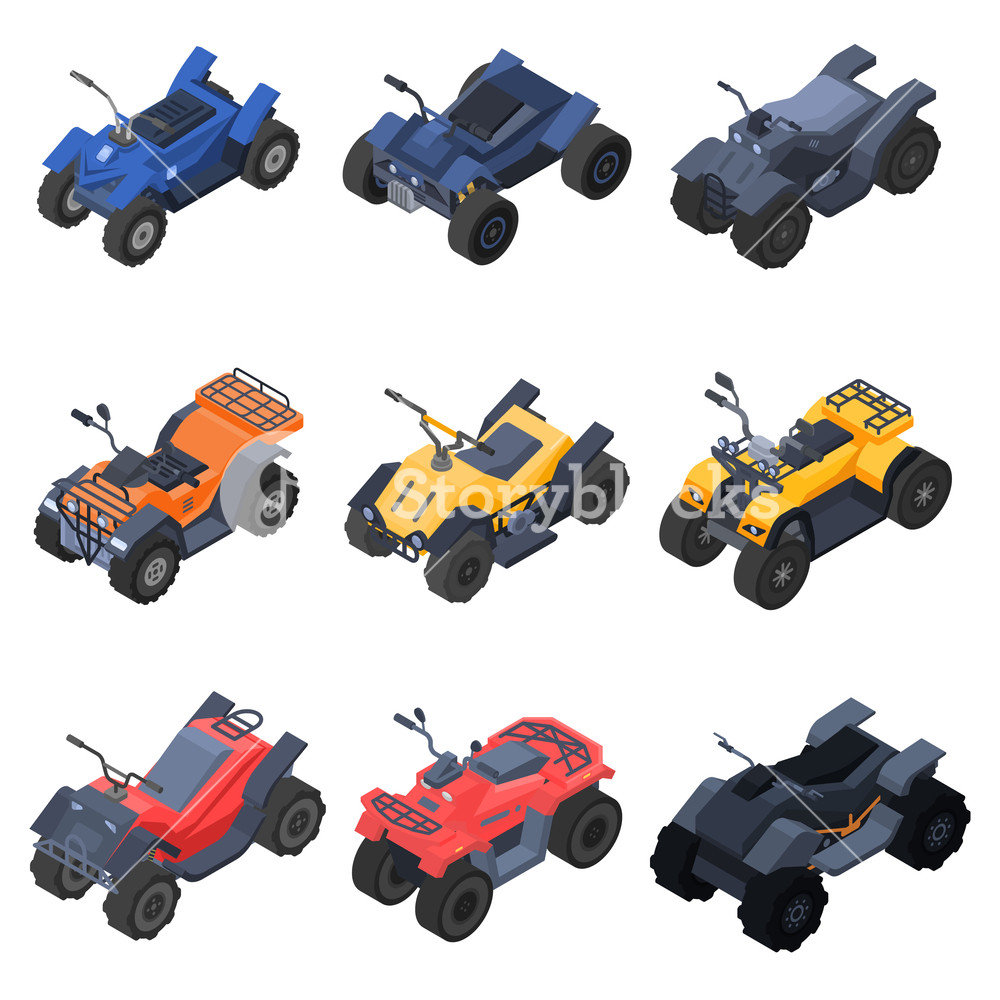 1000x1000 Quad Bike Icons Set Isometric Set Of Quad Bike Vector Icons