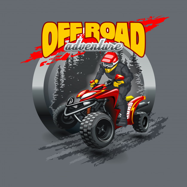 626x626 Extreme Red Off Road Quad Bike Vector Premium Download