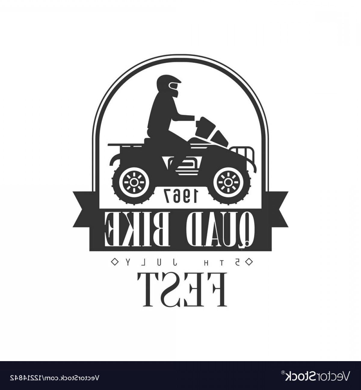 1200x1296 Quad Bike Fest Label Design Black And White Vector Handandbeak