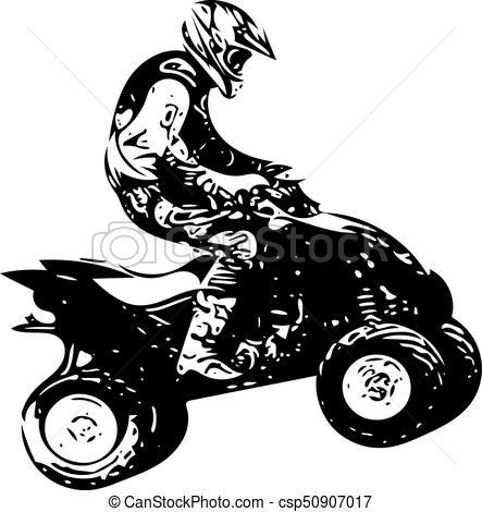 443x470 Quad Bike Illustration On Abstract Colorful Background Vector Clip