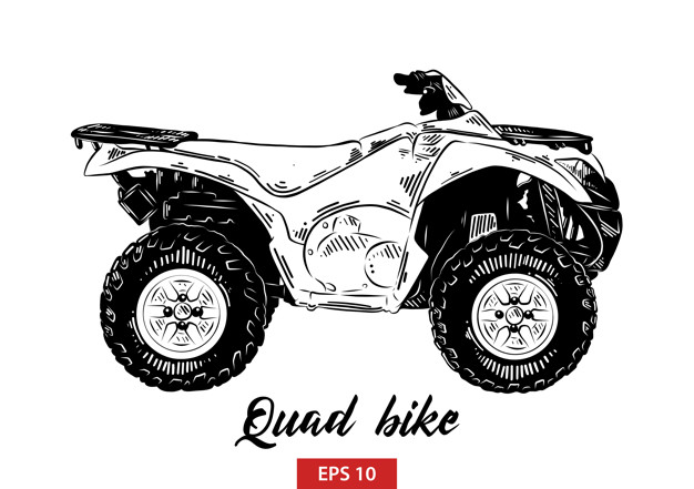 626x441 Hand Drawn Sketch Of Quad Bike In Black Vector Premium Download
