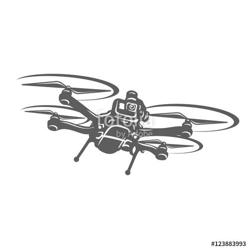 500x500 Drone Quadcopter Camera Club Emblem, Logo Great Emblem Design