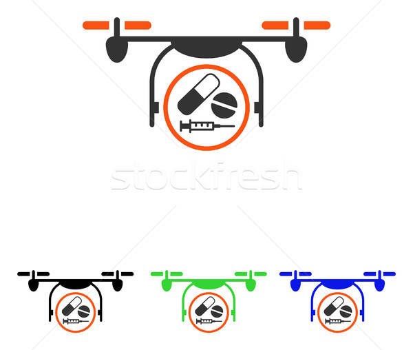 600x508 Medication Quadcopter Flat Vector Icon Vector Illustration