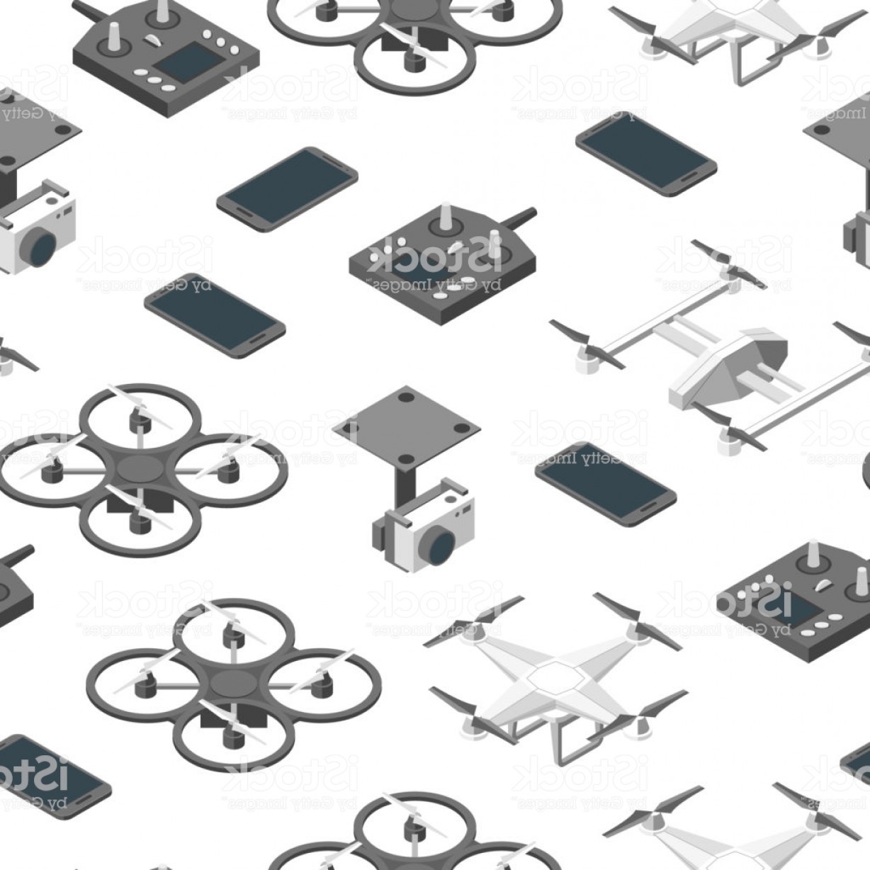 1228x1228 Quadcopter And Equipment Technology Control Seamless Pattern