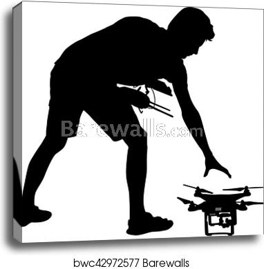 382x390 Black Silhouette Of A Man Operates Unmanned Quadcopter Vector