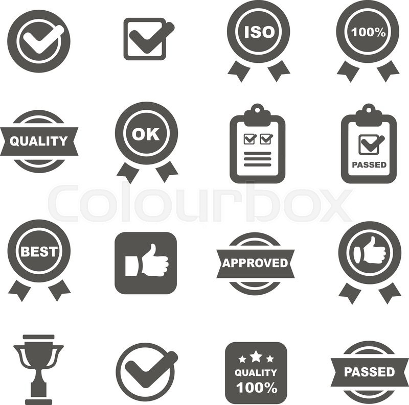 800x793 Quality Control Icons Black Set, Mono Stock Vector Colourbox