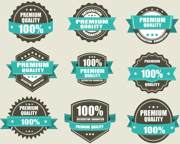 600x481 Various Shaped Quality Certification Icons Sets Free Vector