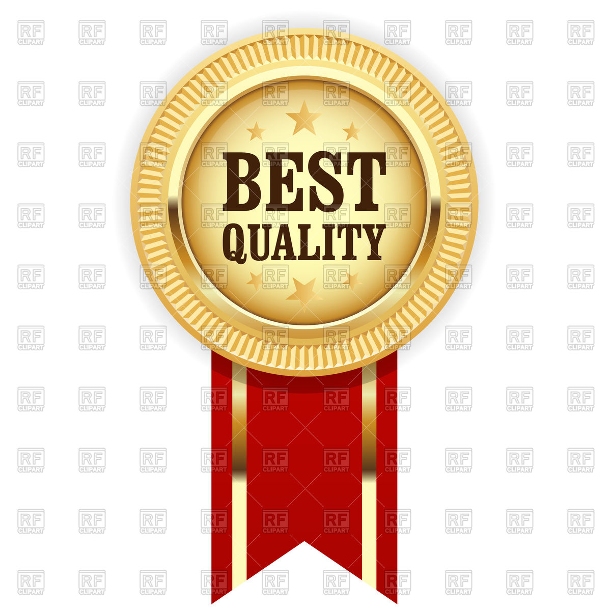 1200x1200 Golden Medal Best Quality With Red Ribbon Vector Image Of Objects