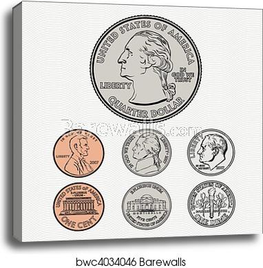 382x390 Vector Coins With Background, Canvas Print Barewalls Posters